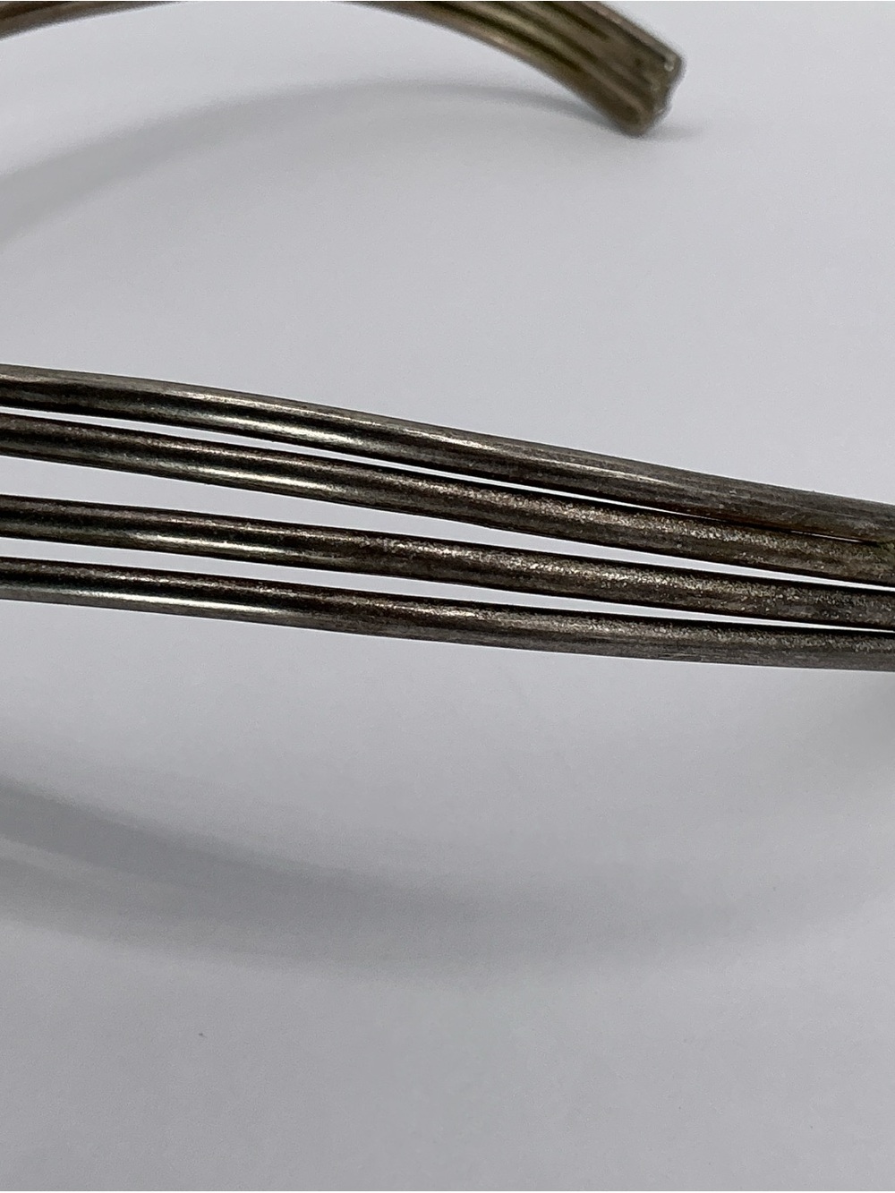 Vintage Necklace Silver Metal Collar Choker Chevron Twisted Metal Brutalist V - Picture 9 of 13